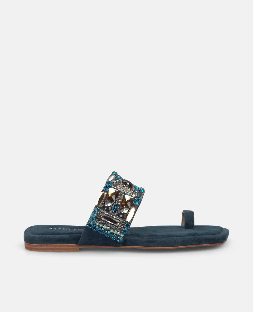 alma-en-pena-flache-sandale-mit-strass-riemen-zehensteg-sandale-blau-2-cm image 1