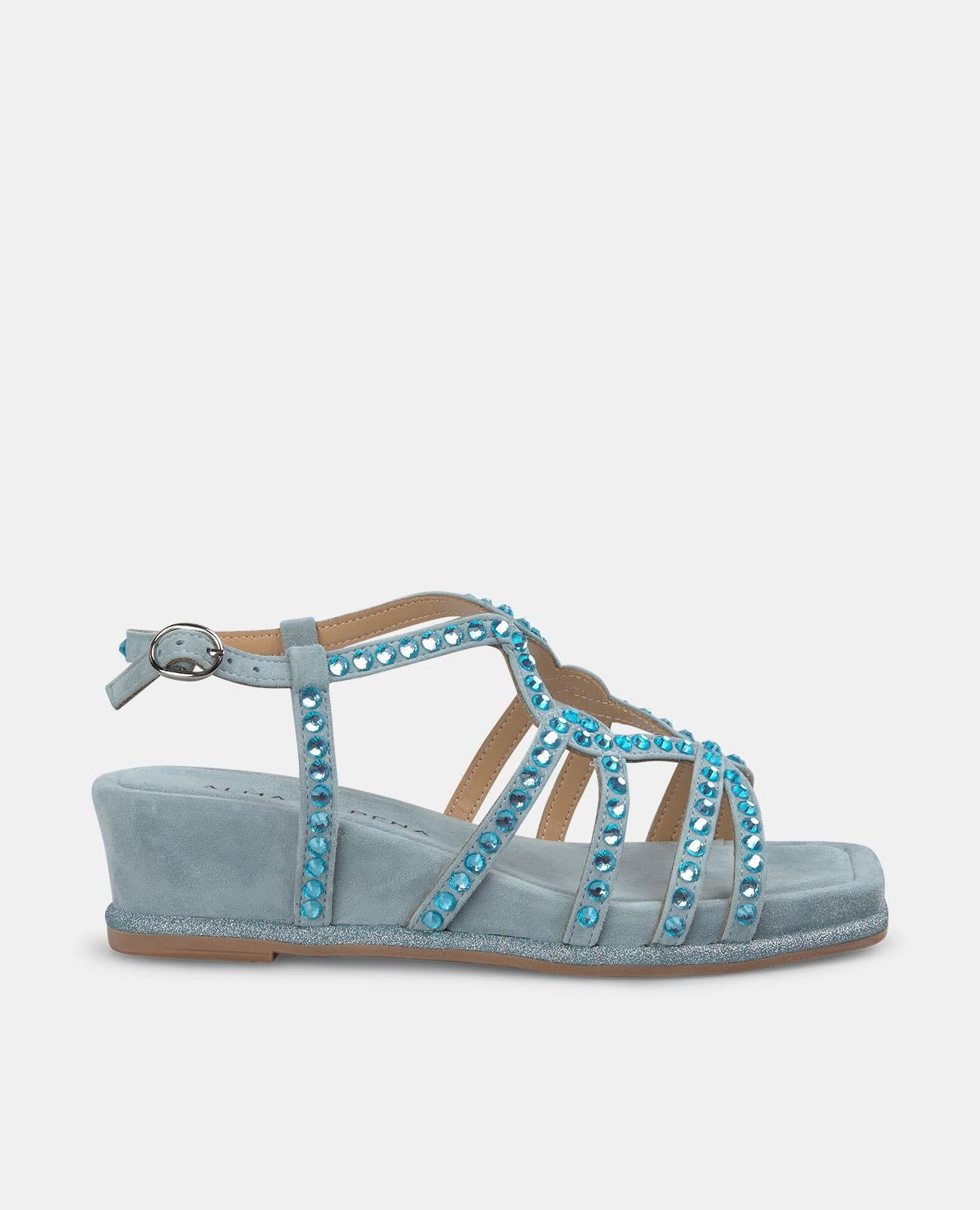 alma-en-pena-mittlere-keilsandalen-blau-mit-strass-5-cm image 1