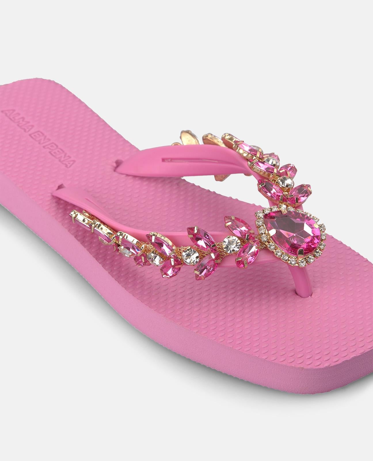 alma-en-pena-zehensteg-strandsandale-mit-metallic-verzierung-flach-rosa image 5