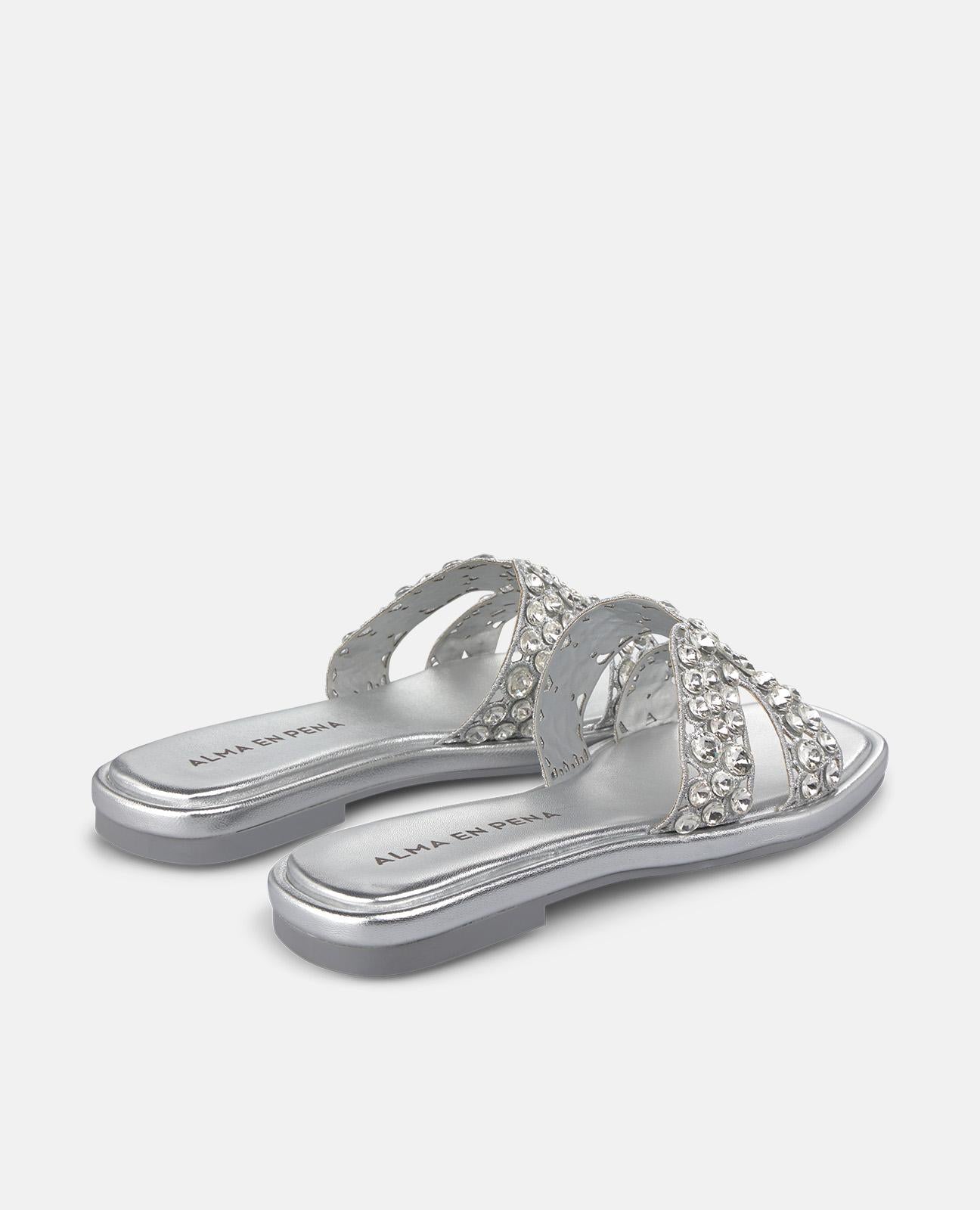 alma-en-pena-flache-sandale-strass-silber-1-cm image 3