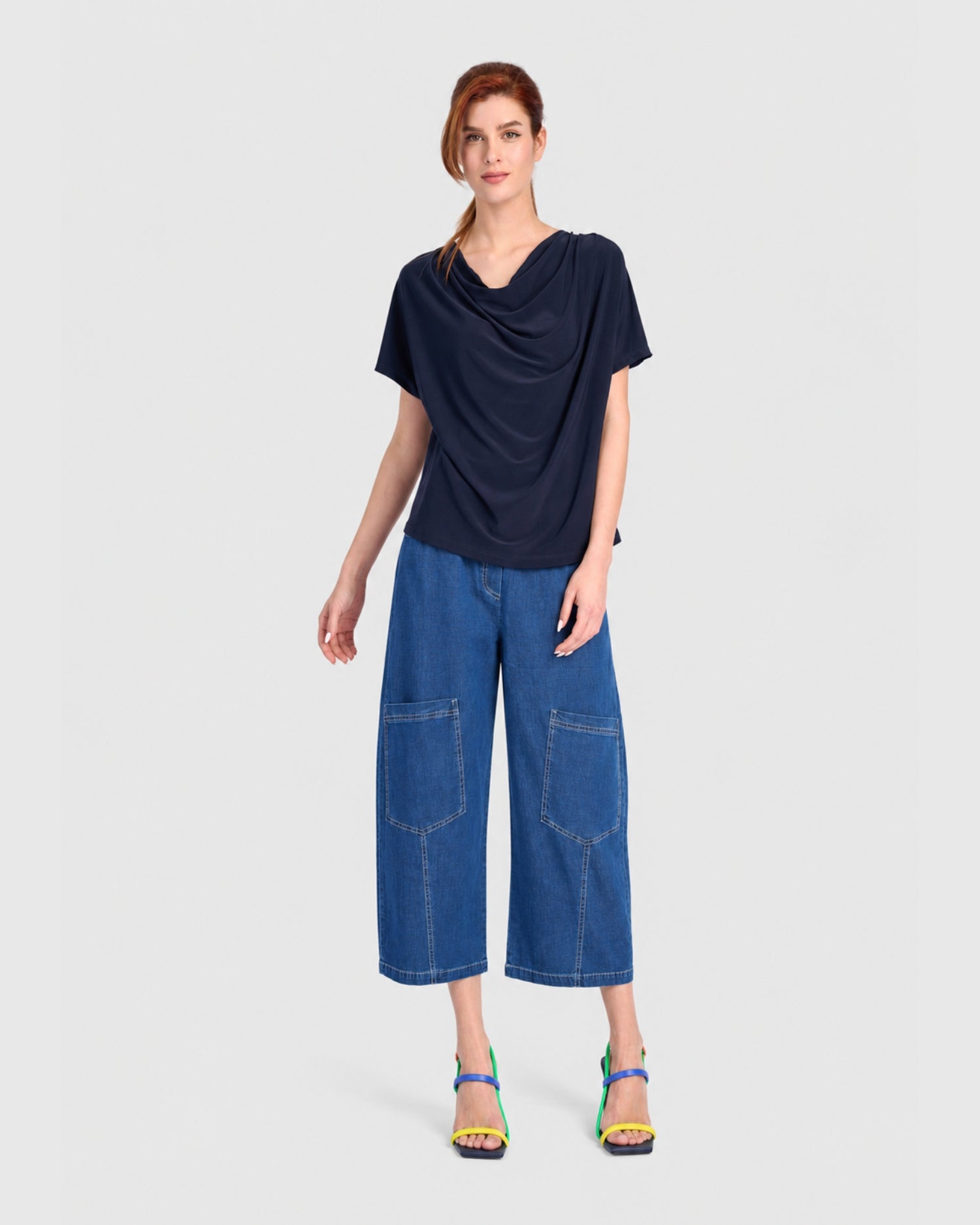 alembika-fluid-slinky-cowl-top-navy image 4