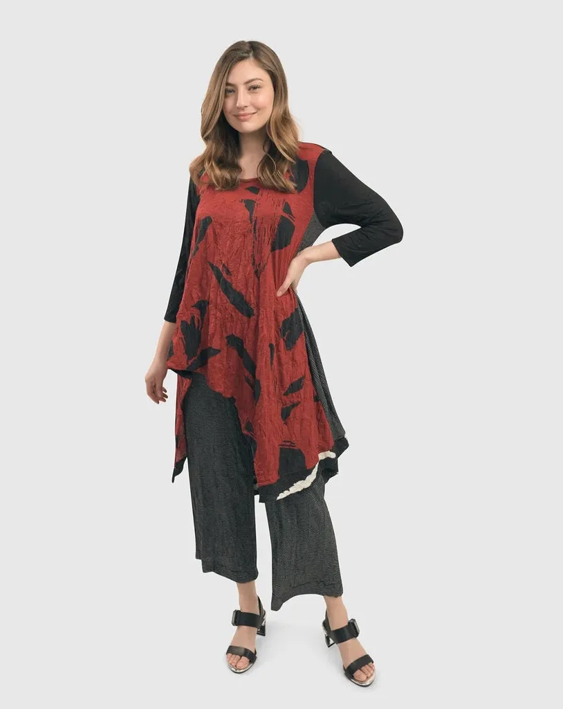 alembika-ru-hi-lo-crinkle-tunic-top-red-asymmetrische-knitter-tunika image 1