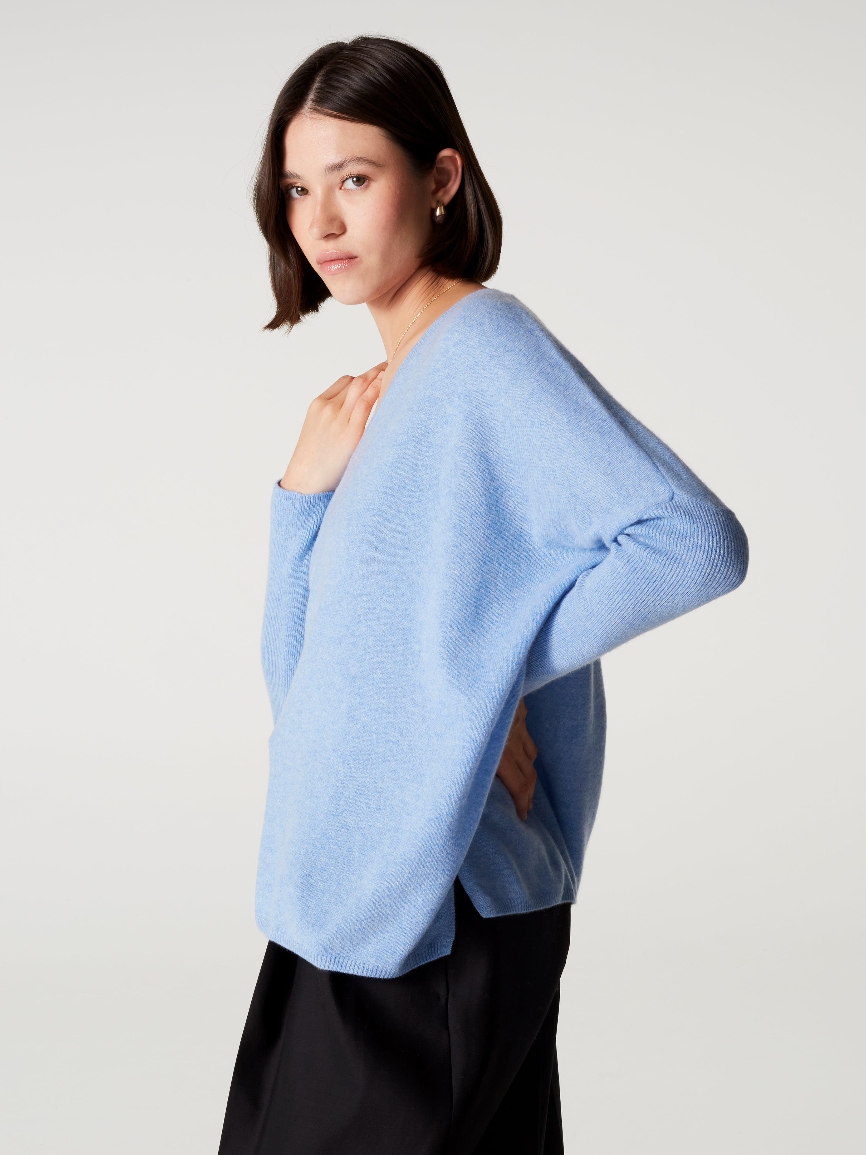 absolut-camille-pull-poncho-mit-v-ausschnitt-aus-100-kaschmir-chambray-blue image 3