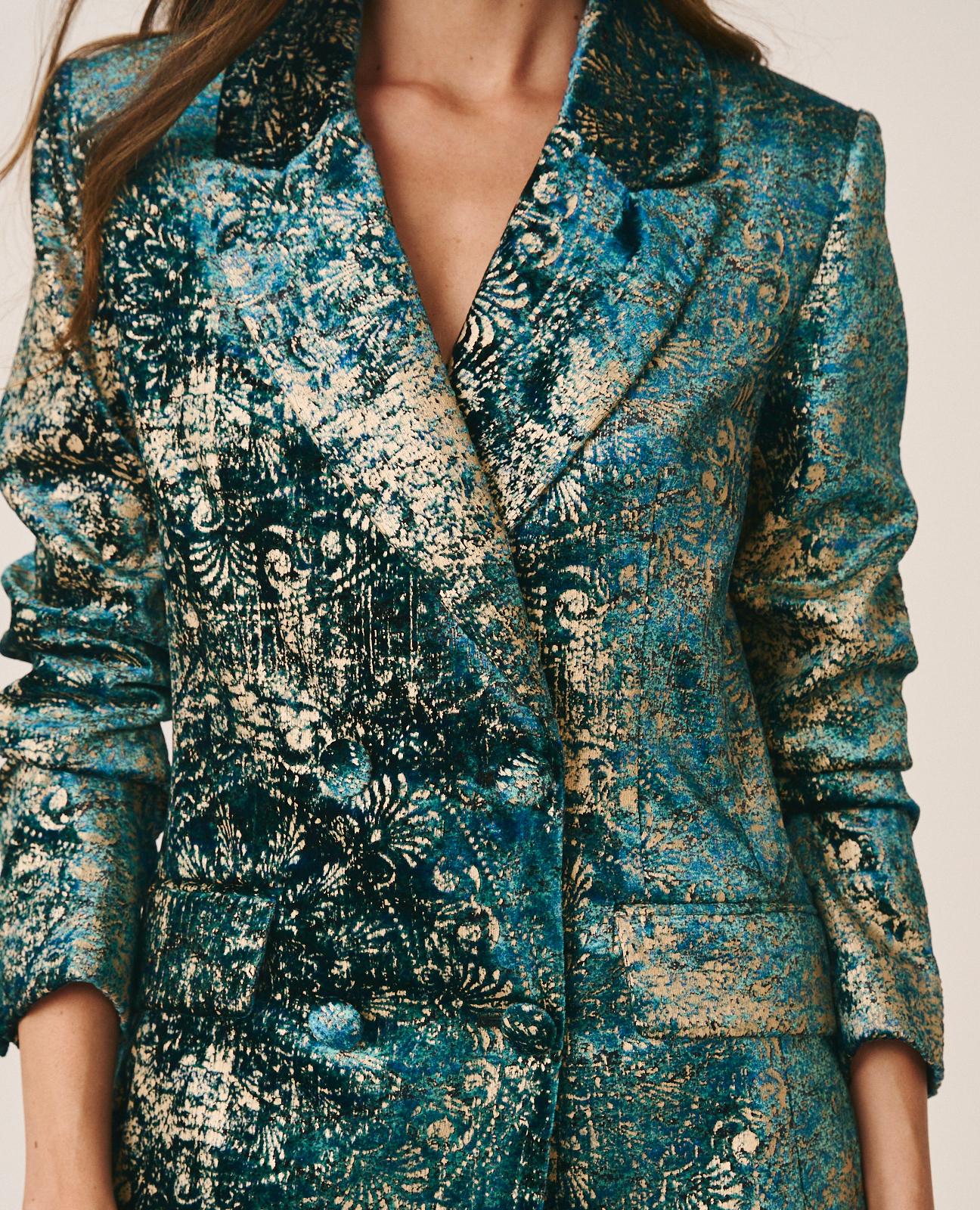 alma-en-pena-blazer-aus-samt-mit-fantasieprint-blau-oversize-double-breasted image 6