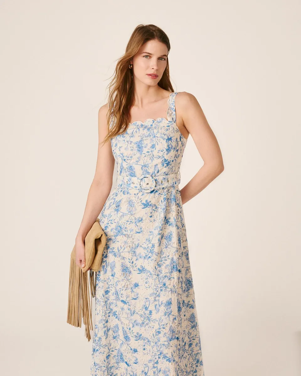 alma-en-pena-lang-kleid-floral-blau-mit-stickerei image 1
