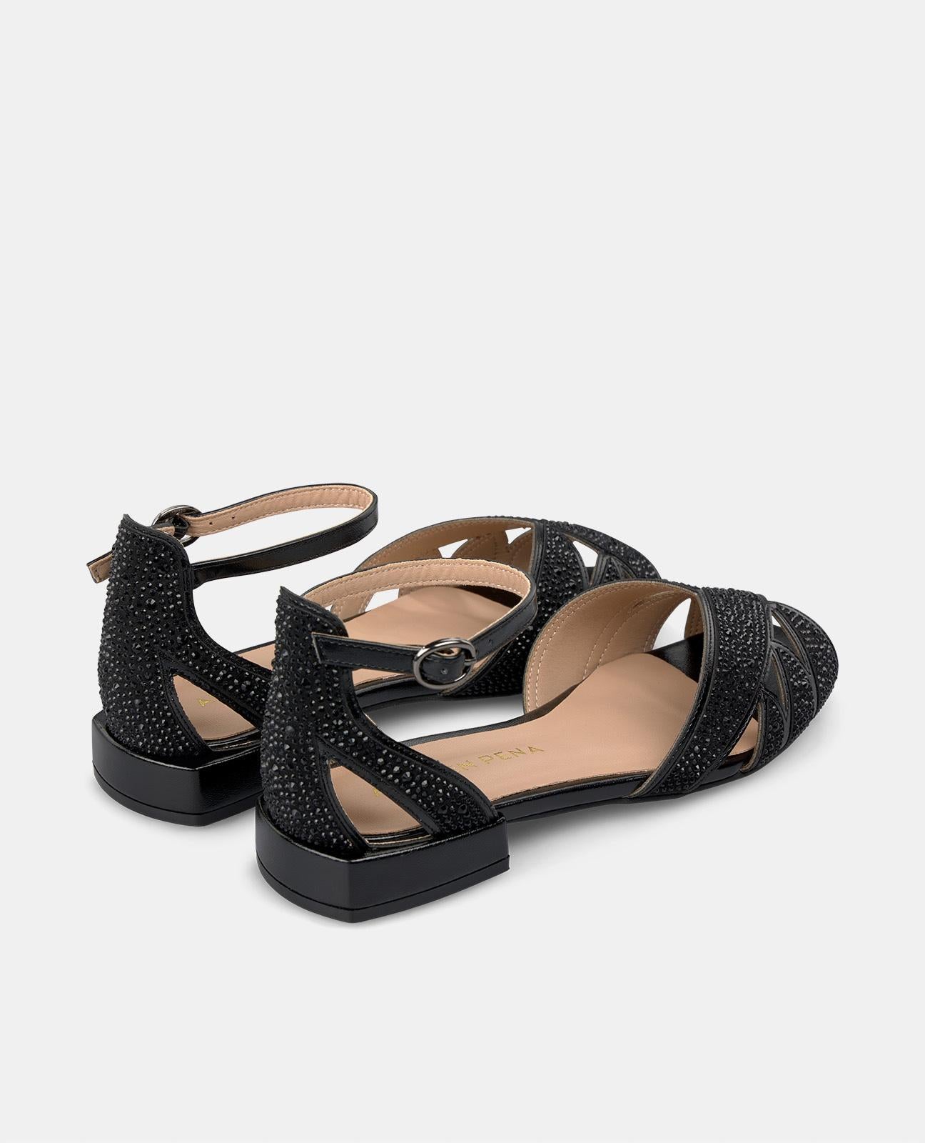 alma-en-pena-flache-sandale-mit-strass-schwarz-2-3-cm-absatz image 3