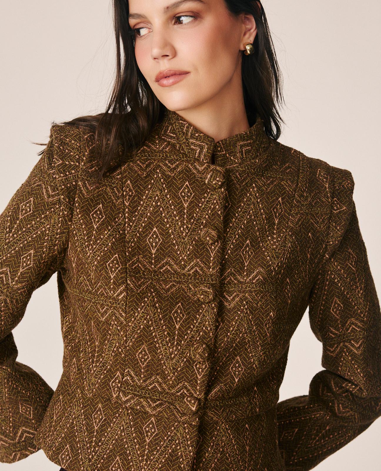 alma-en-pena-jacquard-jacke-mit-geometrie-print-khaki image 5