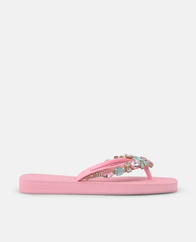 alma-en-pena-t-strap-beach-sandalen-mit-strass-rosa-emp-jail-flach-2-cm image 1