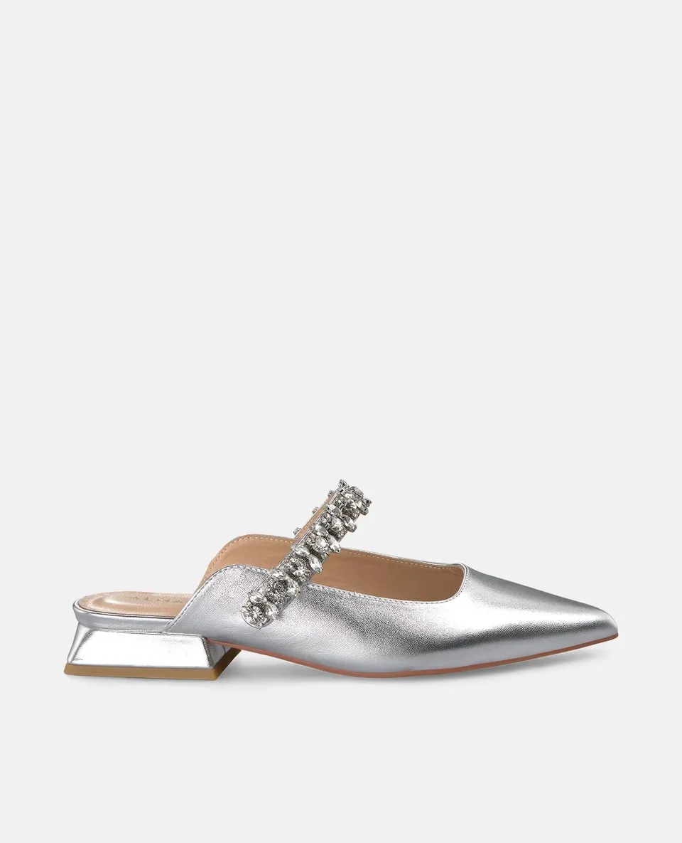 alma-en-pena-mules-silber-flach-mit-strass-riemen-und-2-cm-absatz image 1