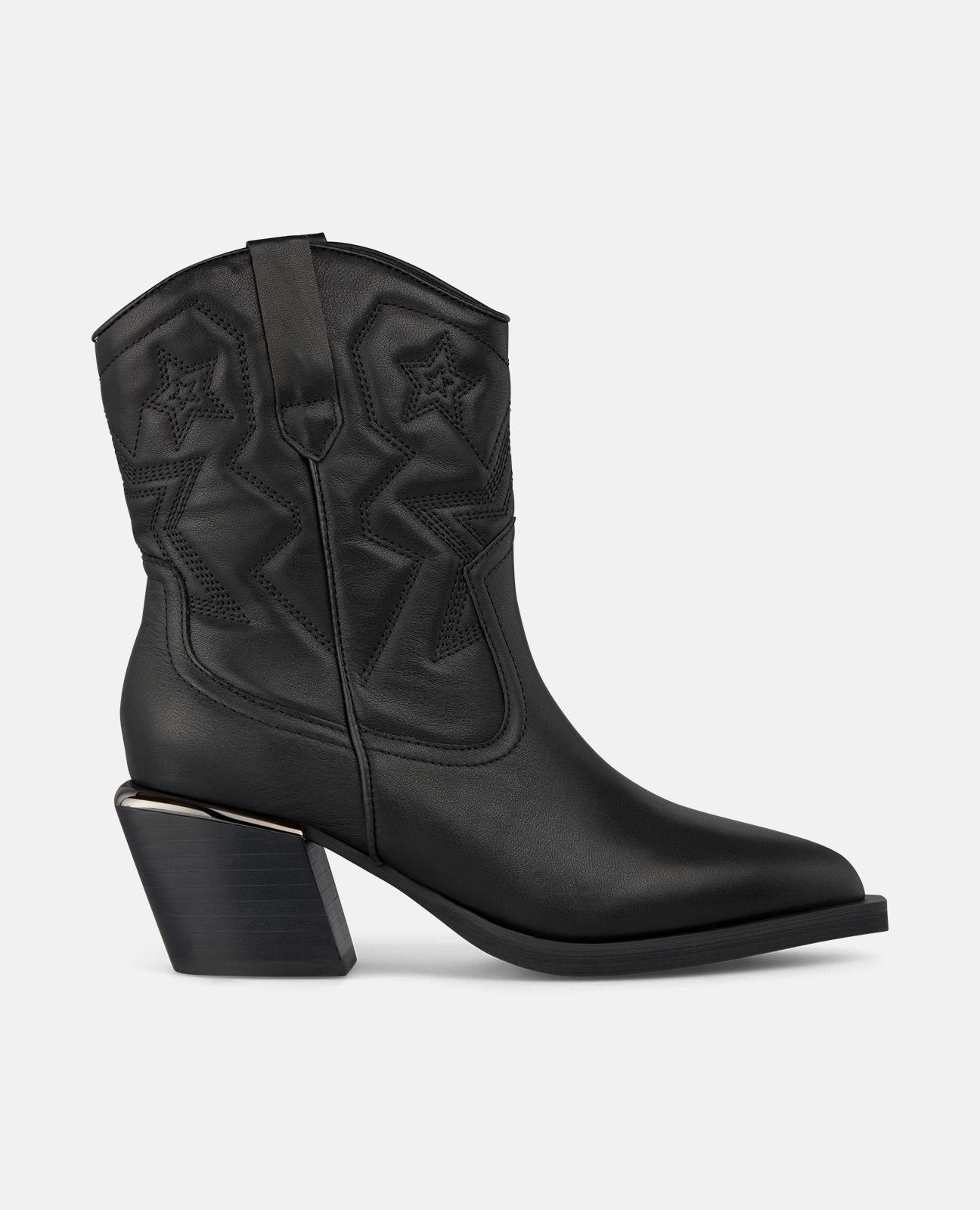 alma-en-pena-stiefelette-schwarz-7-cm-mit-stickabsatz-cowboy image 1