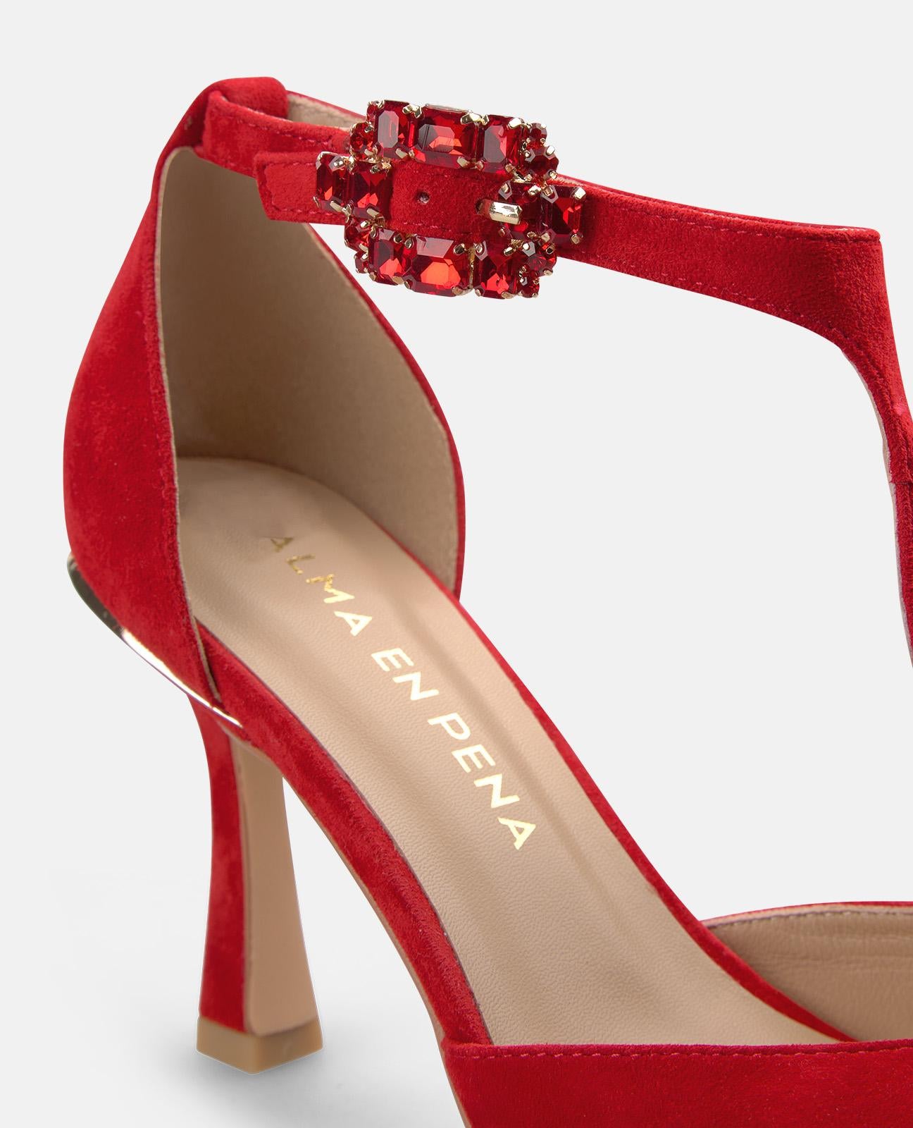 alma-en-pena-salon-pumps-rot-mit-strass-schnalle-9-cm-absatz image 4