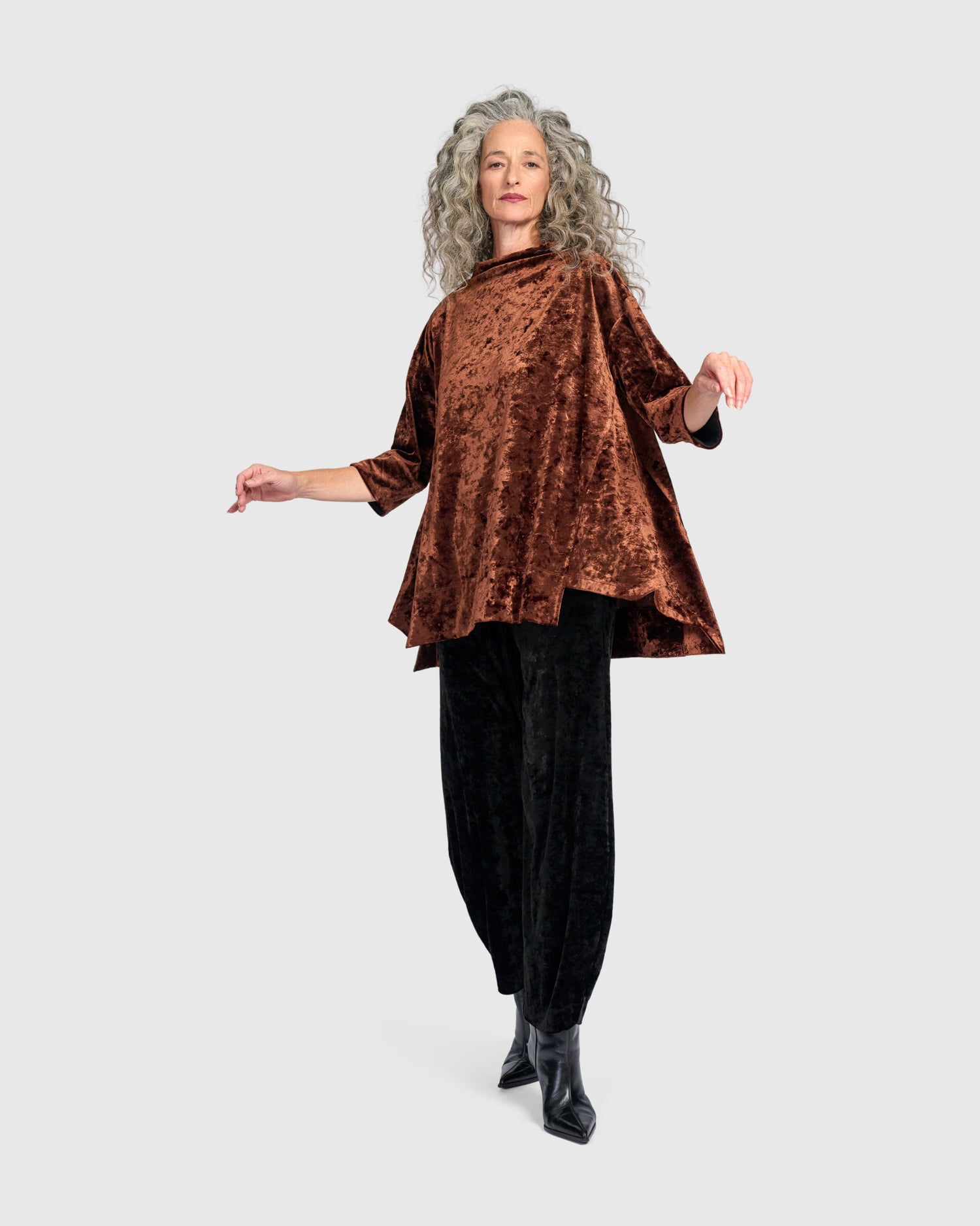 alembika-crushed-velvet-trapeze-top-tunika-maple image 7
