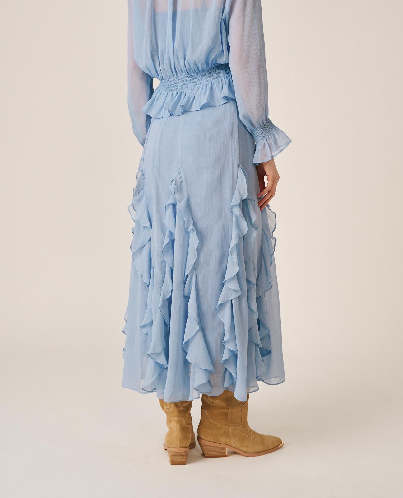 alma-en-pena-chiffon-midirock-hellblau-ausgestellt-mit-futter image 7