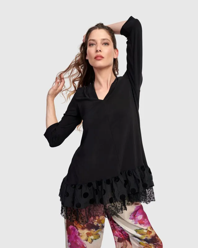 alembika-crystal-v-neck-tunika-schwarz-damen-abend-tunika-mit-r-schen image 1
