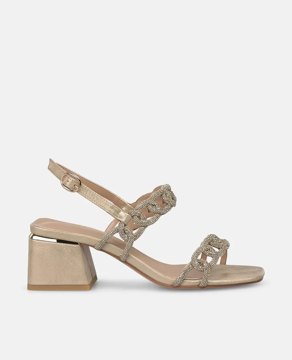 alma-en-pena-sandalen-mit-mittelabsatz-doppelriemen-gold image 1