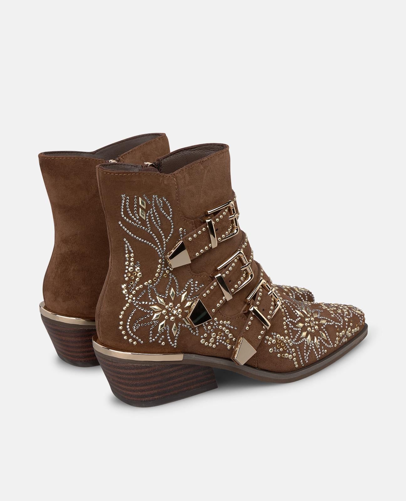 alma-en-pena-suede-ankle-boots-damen-stiefeletten-camel-strass-4-5cm image 3