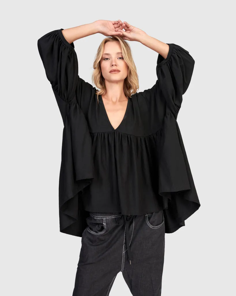 alembika-urban-trapeze-puff-top-black-top image 1