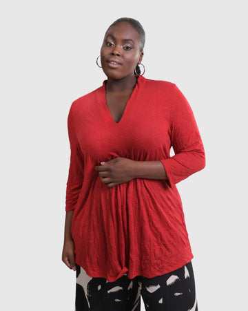 alembika-perfect-crinkle-top-rot-v-neck-dreiviertelarm image 2
