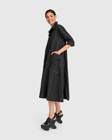 alembika-urban-the-edit-cotton-a-linien-kleid-black image 5