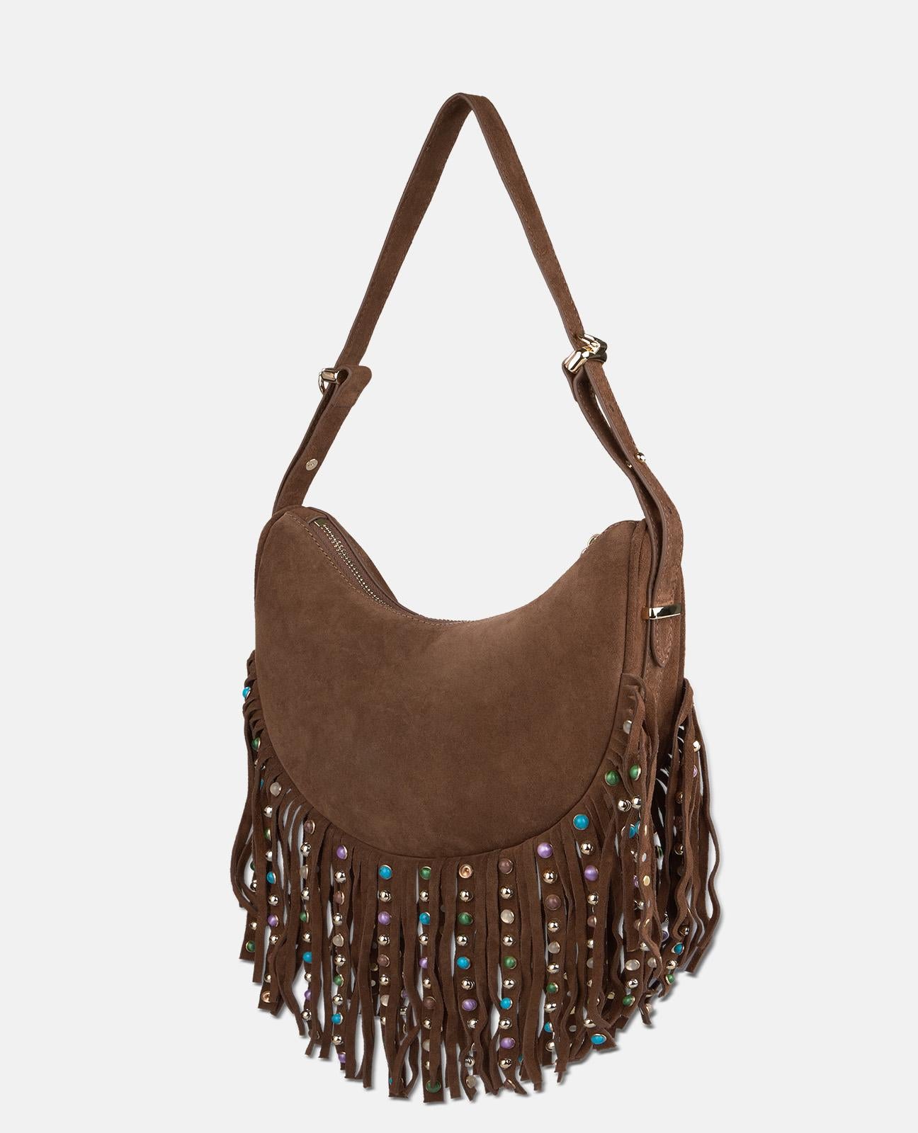 alma-en-pena-alfa-64795-halbmond-tasche-aus-leder-mit-fransen-camel image 4