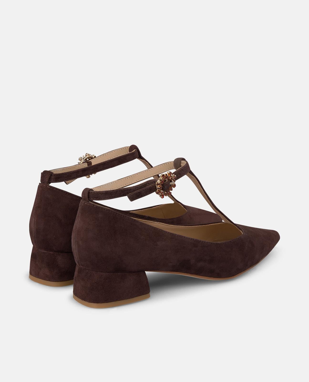 alma-en-pena-leder-pumps-mit-schnalle-braun-t-riemen-3-5-cm-absatz image 3