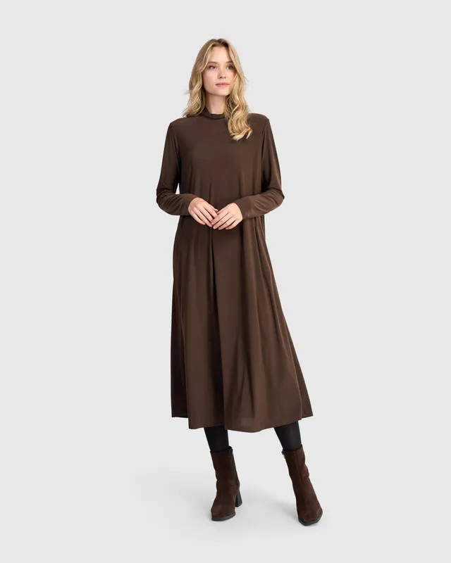 alembika-essential-slinky-a-line-dress-sepia-maxi-a-linien-kleid image 1