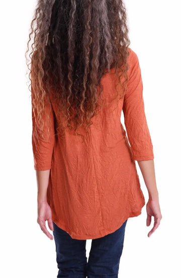 alembika-perfect-crinkle-top-orange-v-neck image 2
