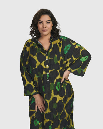 alembika-olive-martini-shirt-dress-emerald-crinkle-satin-hemdkleid image 2