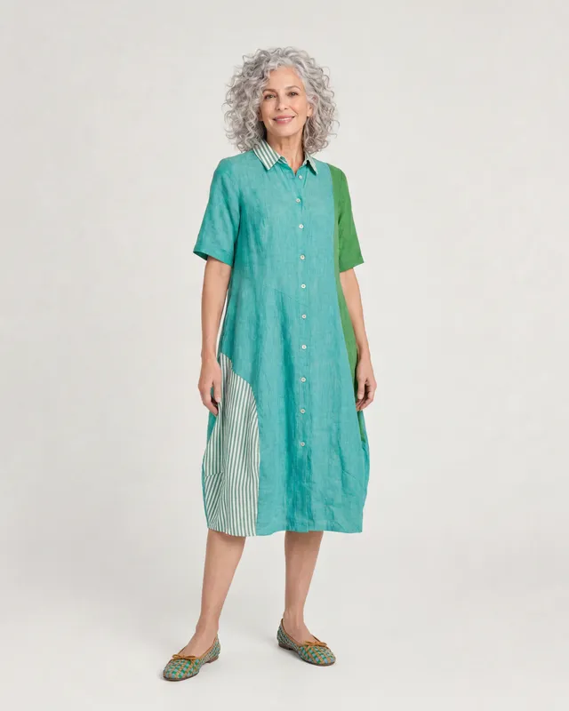 alembika-barb-linen-shirtdress-teal-mix image 1