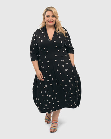 alembika-carla-cocoon-midi-kleid-squares-baumwollkleid image 7