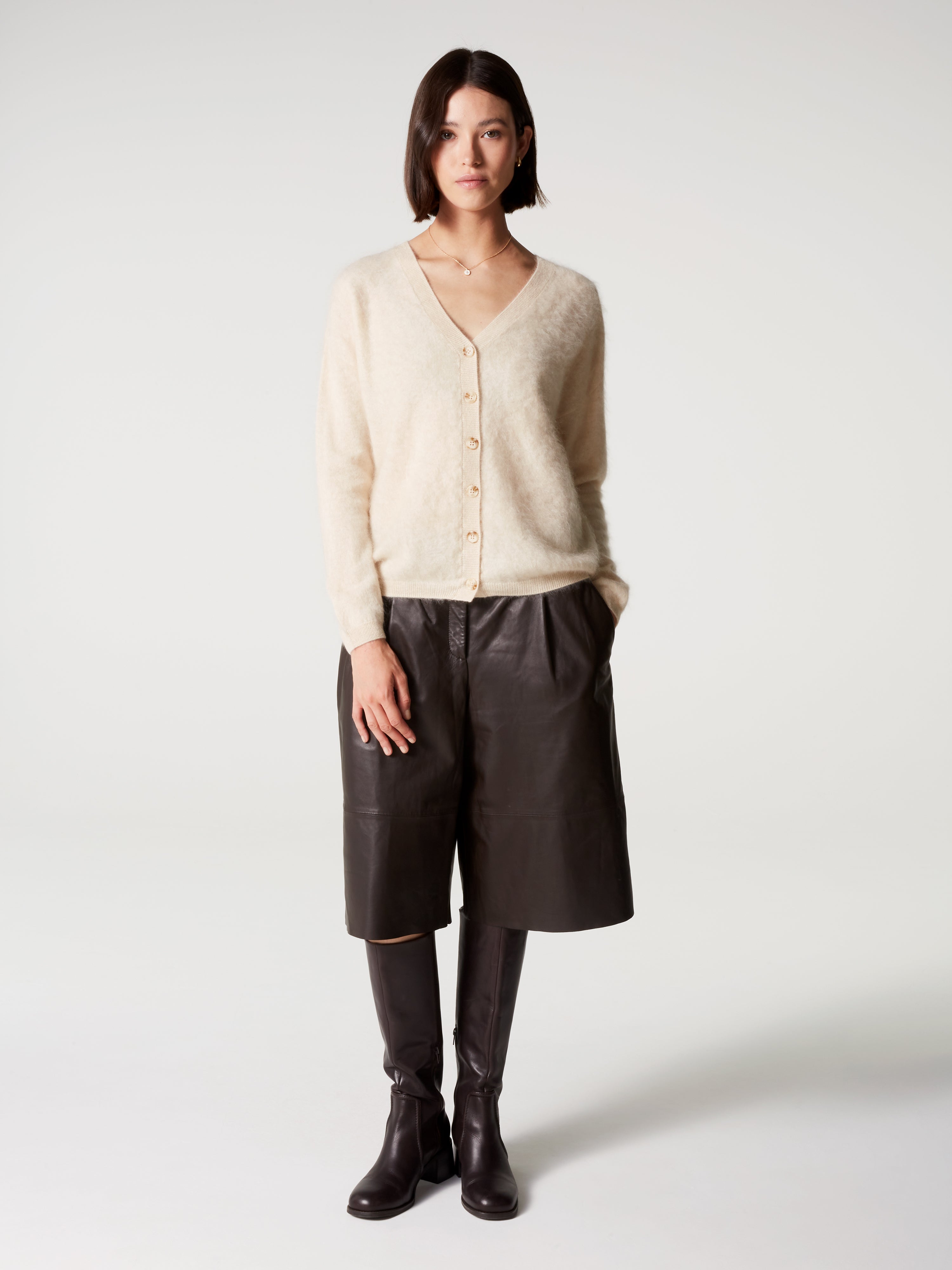 absolut-debora-cardigan-aus-geb-rstetem-kaschmir-f-r-damen-oversize-hellbeige image 2