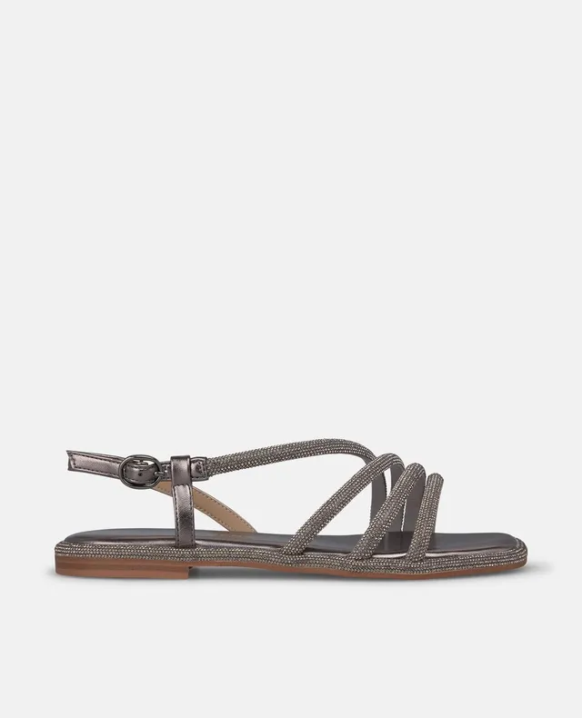 alma-en-pena-flatsandalen-mit-riemchen-silber-flach-schnalle image 1