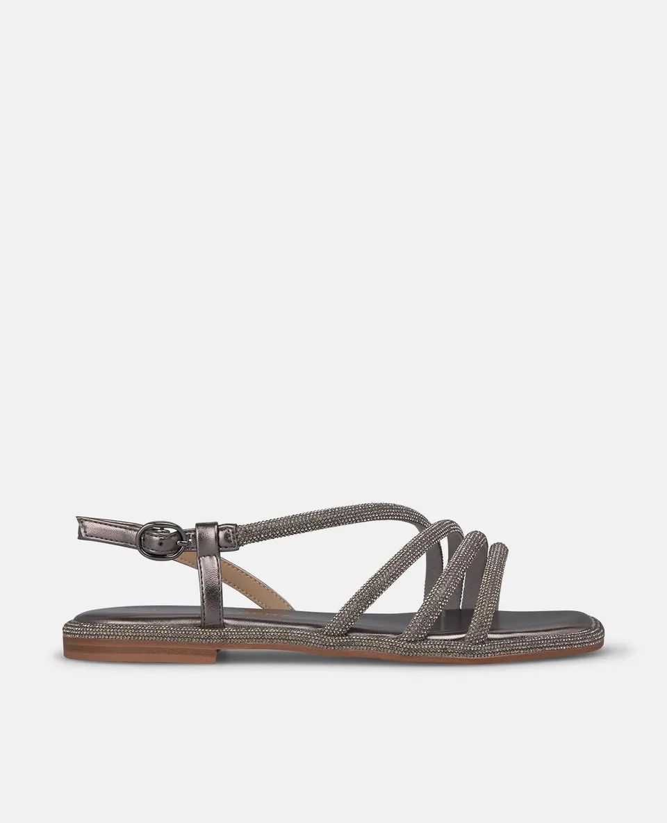 alma-en-pena-flatsandalen-mit-riemchen-silber-flach-schnalle image 1