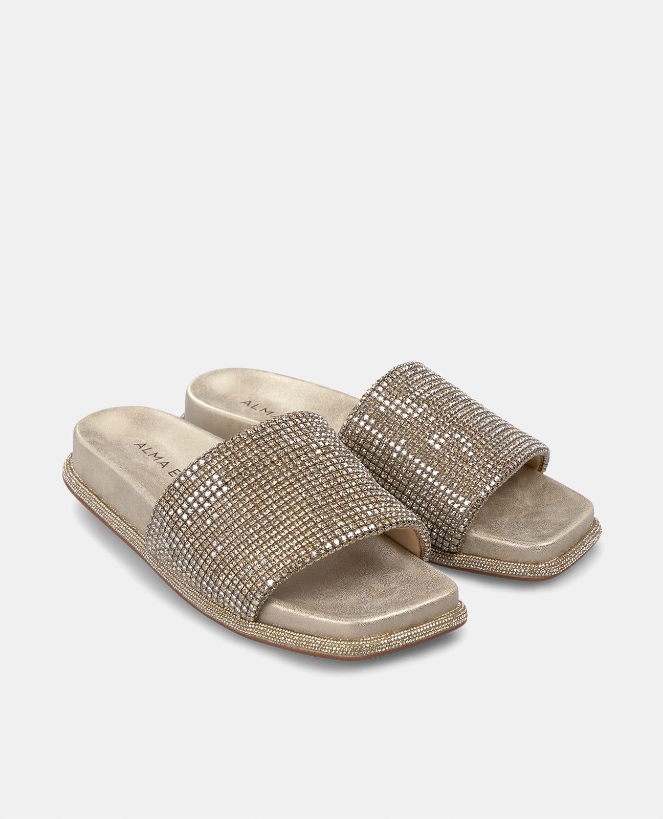 alma-en-pena-flache-sandale-mit-strass-gold-2-cm image 2