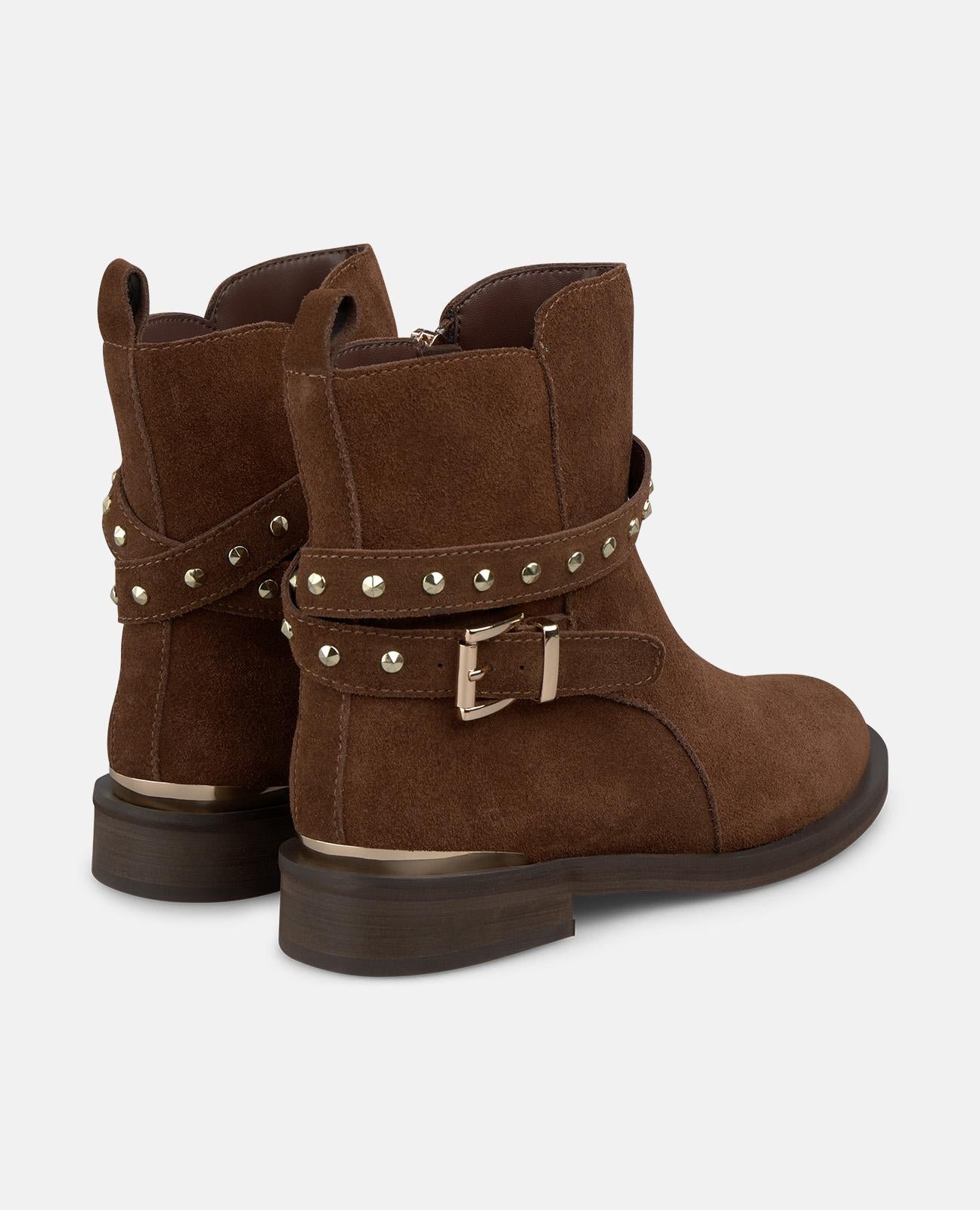 alma-en-pena-flache-stiefelette-mit-nieten-camel image 3