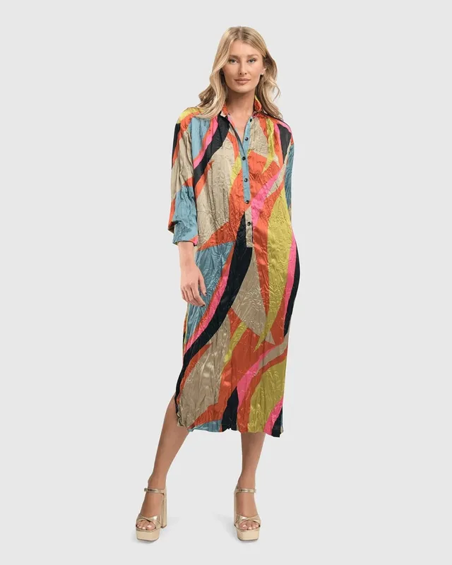 alembika-abstract-crinkle-shirtdress-multi image 1