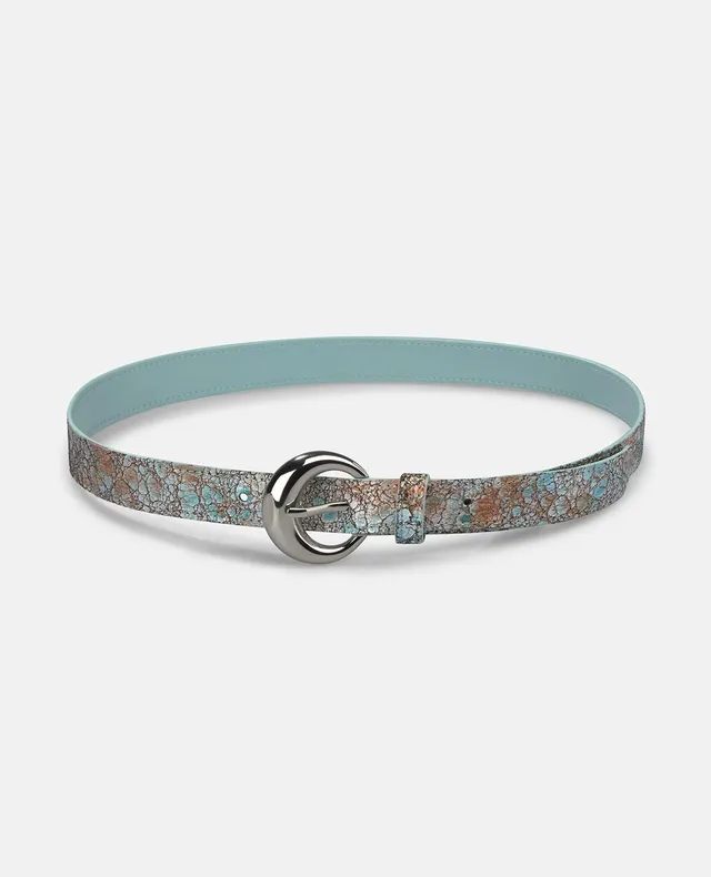 alma-en-pena-lederg-rtel-3-cm-muster-runde-metallschnalle-t-rkis image 1