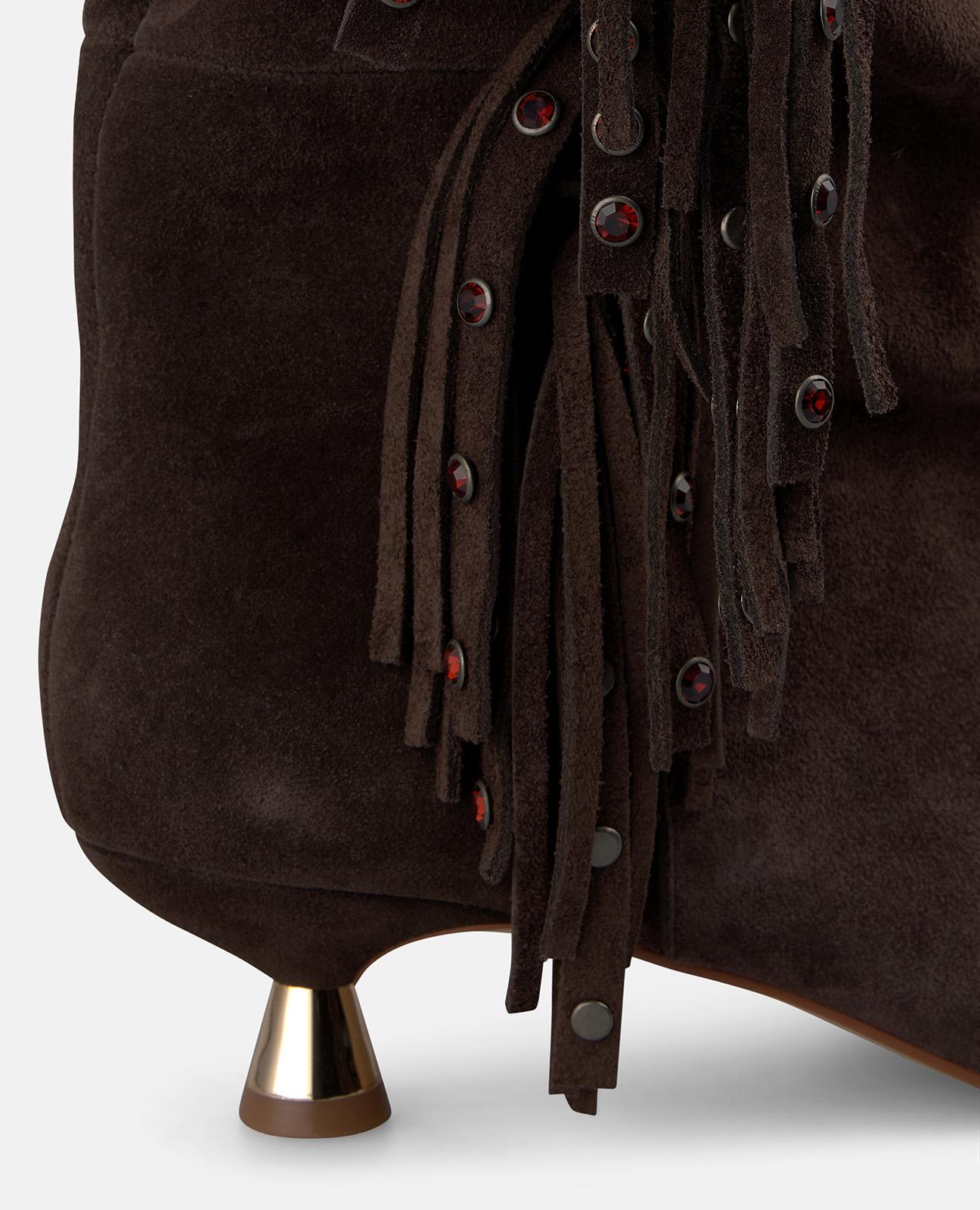 alma-en-pena-suede-ankle-boots-mit-fransen-braune-stiefeletten-mit-blockabsatz image 4
