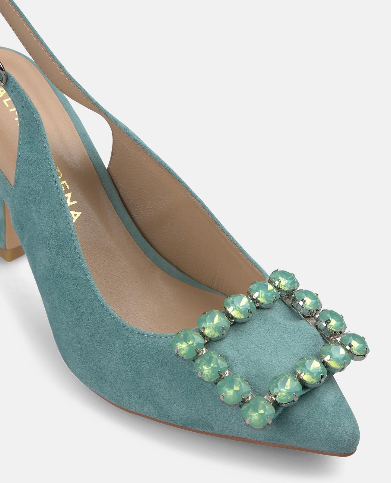 alma-en-pena-pumps-mit-strass-schnalle-slingback-spitz-zeh-9-cm-absatz-blau image 4