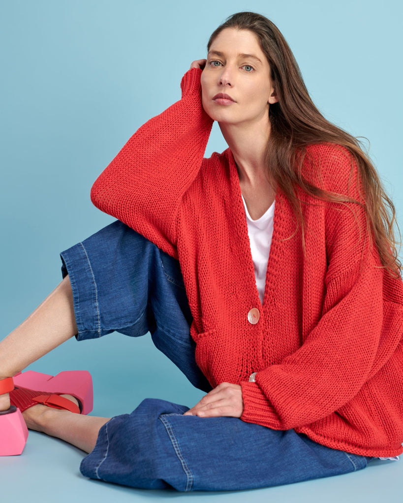 alembika-simply-slouchy-cardigan-coral-red image 1