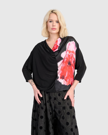 alembika-perle-draped-top-schwarz-pink image 2