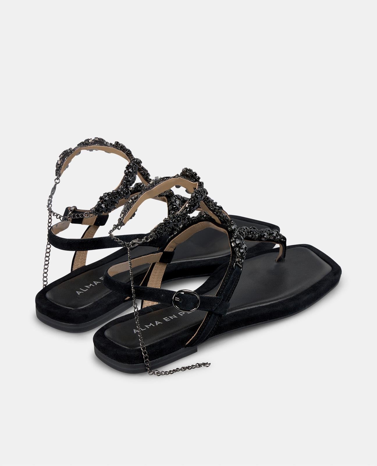 alma-en-pena-54141-flache-strass-sandale-schwarz-1-cm image 3