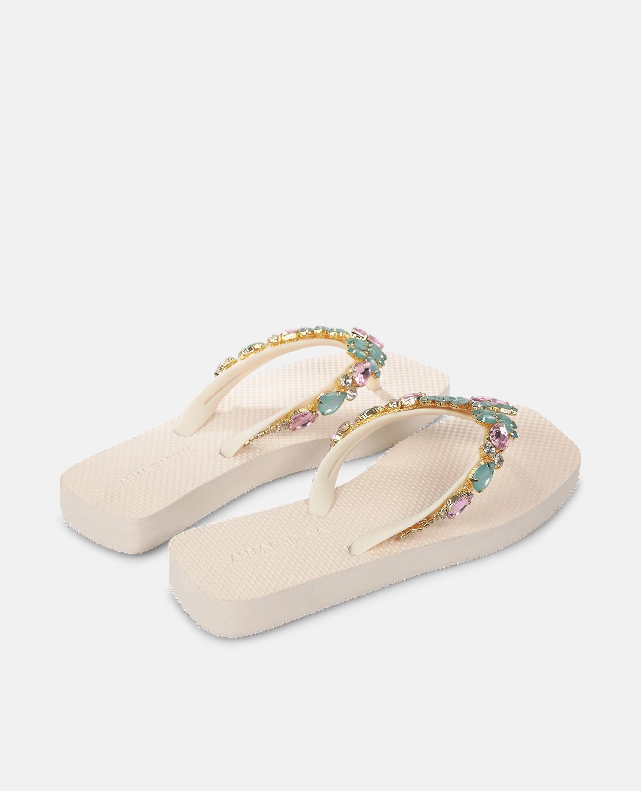 alma-en-pena-flip-flop-mit-strass-wei-flache-zehensandalette-1-5-cm image 3