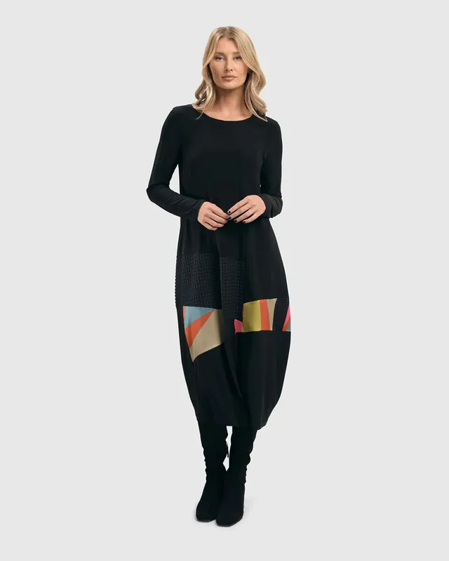 alembika-abstract-mix-media-cocoon-dress-7ed634a-multi image 1