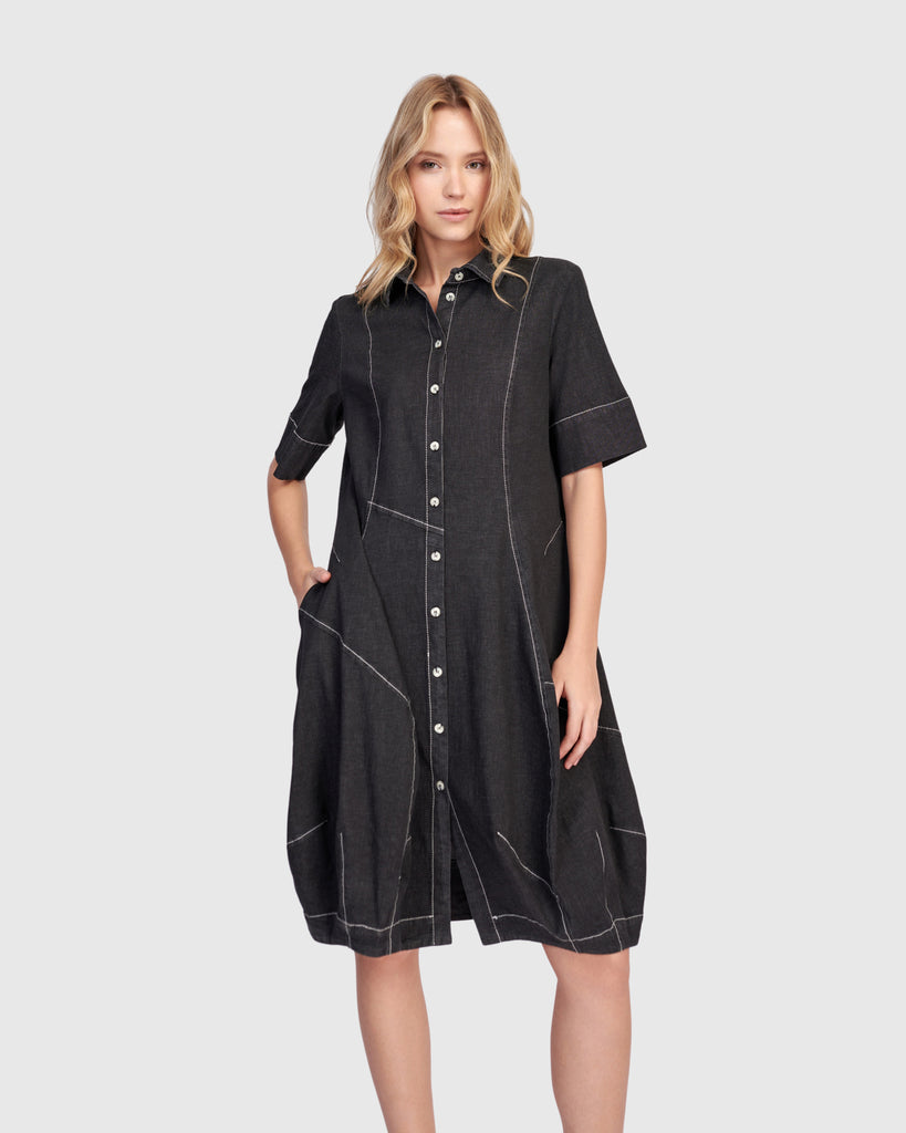 alembika-barb-denim-shirtdress-cocoon-hemdkleid-schwarz image 1