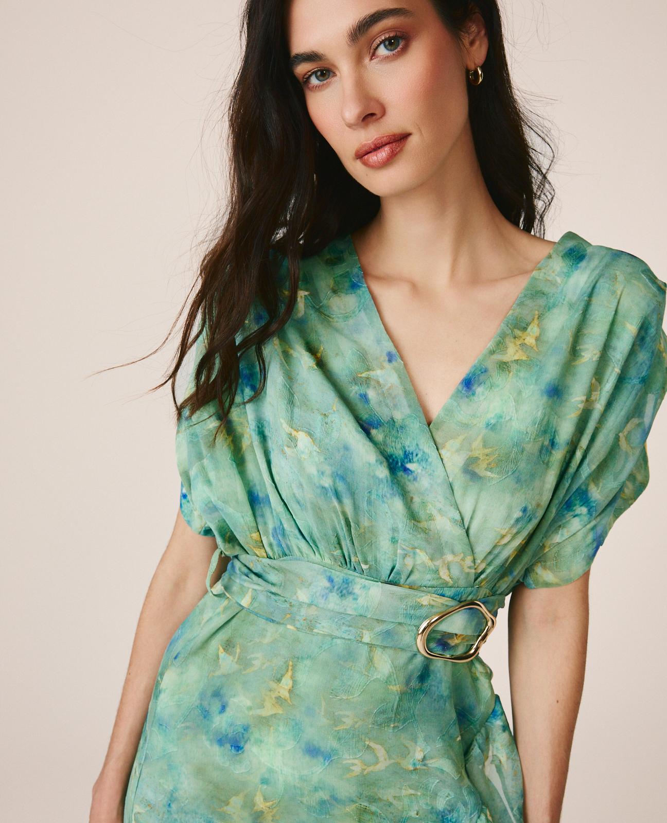 alma-en-pena-maxikleid-mit-kurzarm-gr-n-bedruckt image 3