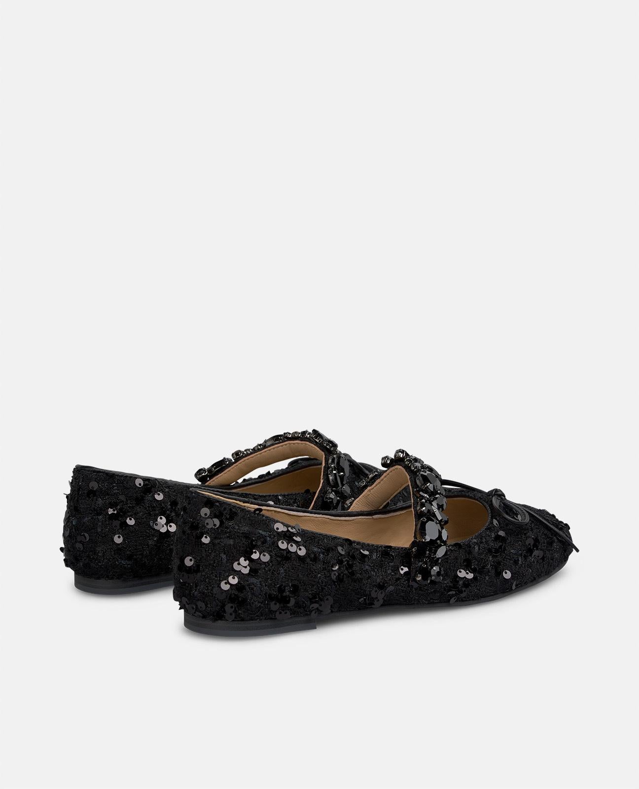 alma-en-pena-53686-ballerina-tweed-schwarz-0-5-cm-mit-schleife image 3