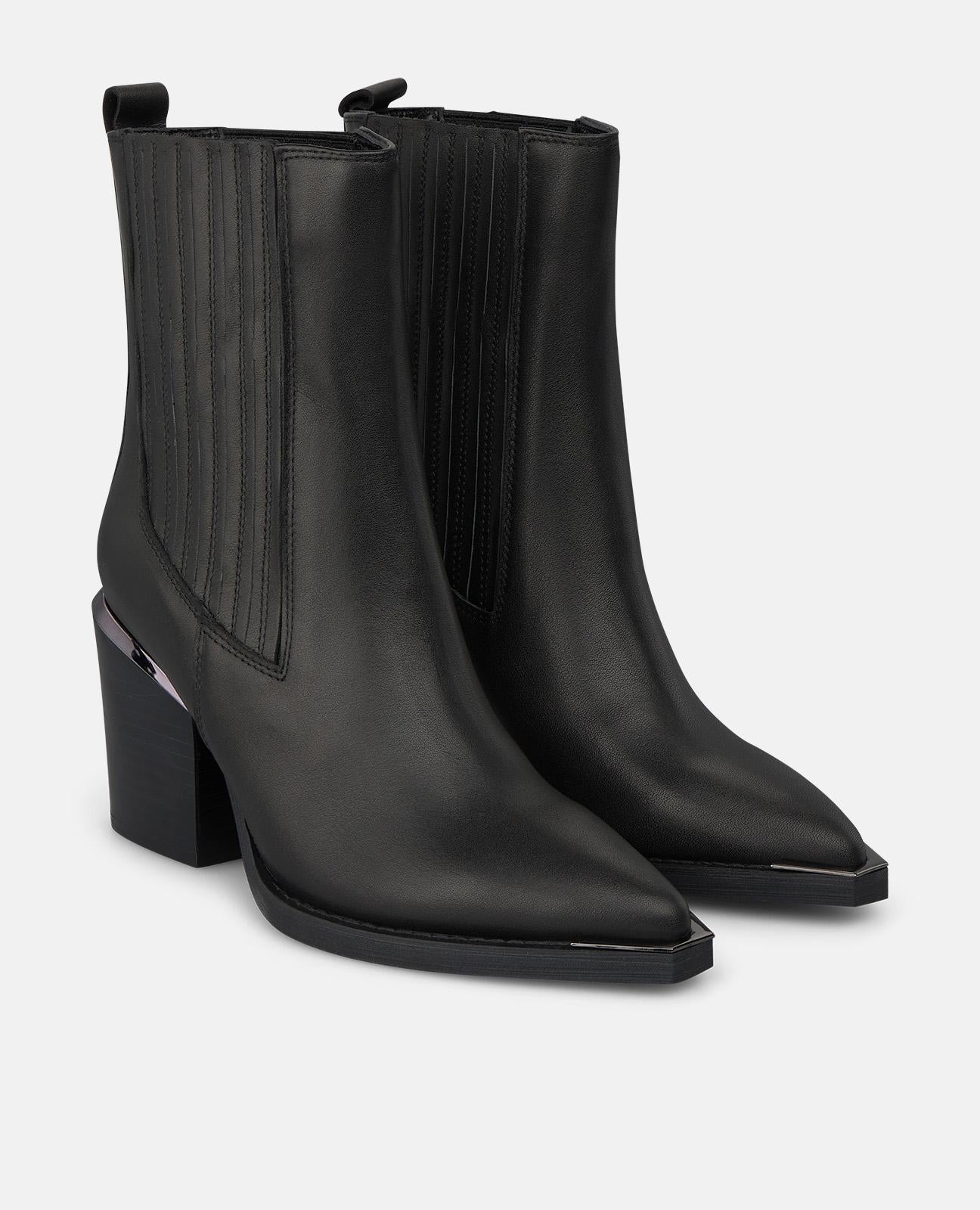 alma-en-pena-leather-boots-schwarze-cowboy-stiefeletten-7-5-cm-blockabsatz image 2