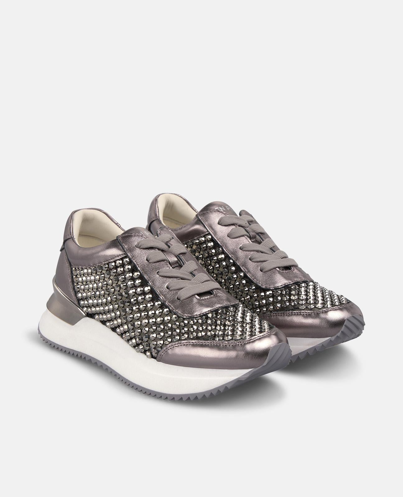 alma-en-pena-sneaker-plateau-silber-metallic-mesh-strass-4-5-cm image 2