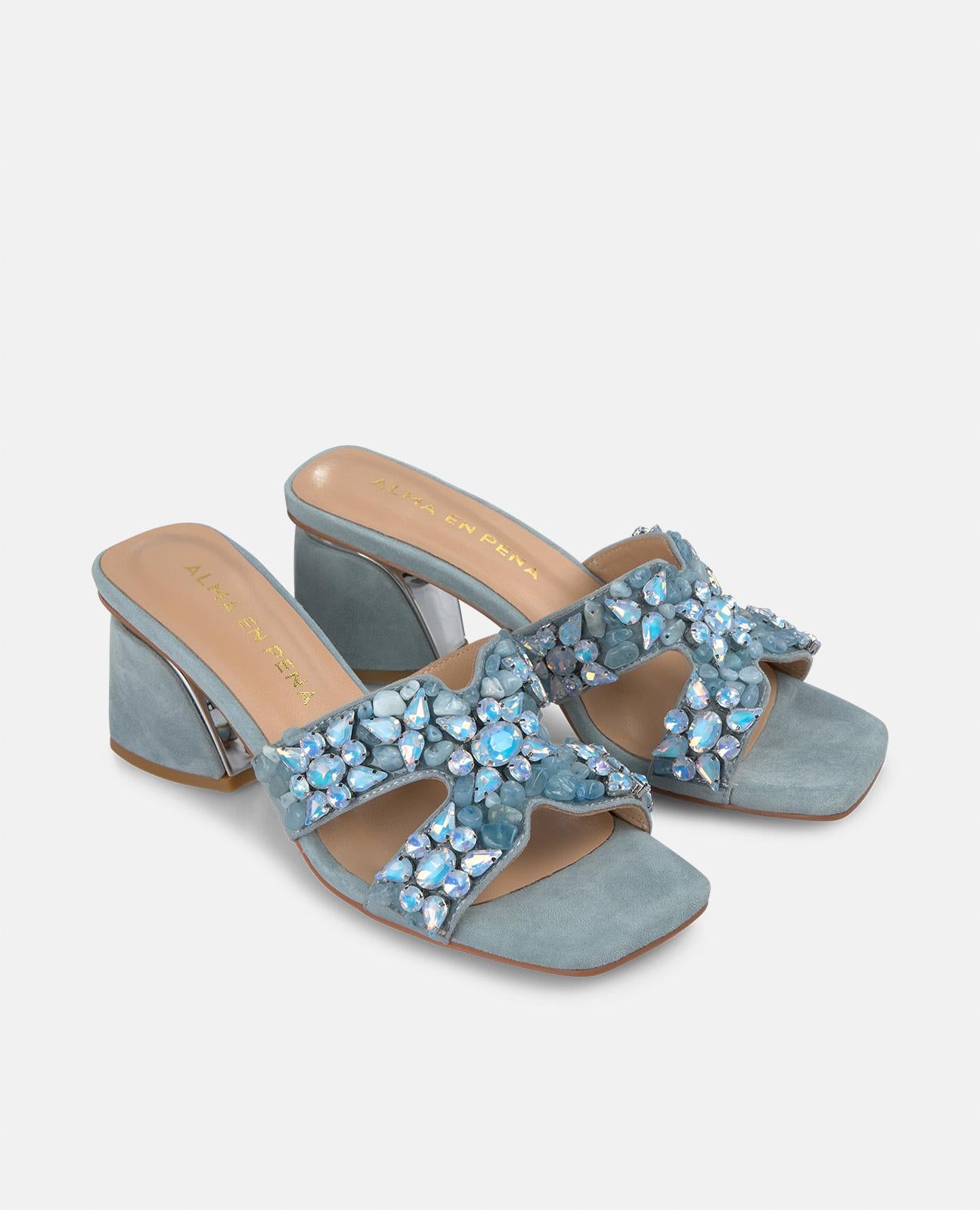 alma-en-pena-mule-sandaletten-blau-mit-strassriemen-6-cm image 2